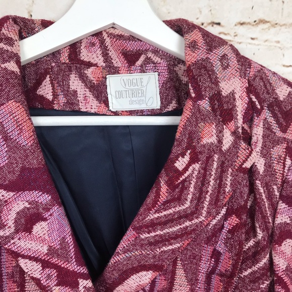 Vogue Couturier Vintage Pink Red Blazer Jacket S - Picture 2 of 4